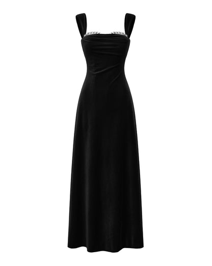 Belle Velvet Maxi Dress (Black)