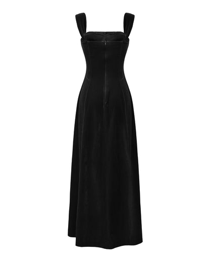 Belle Velvet Maxi Dress (Black)