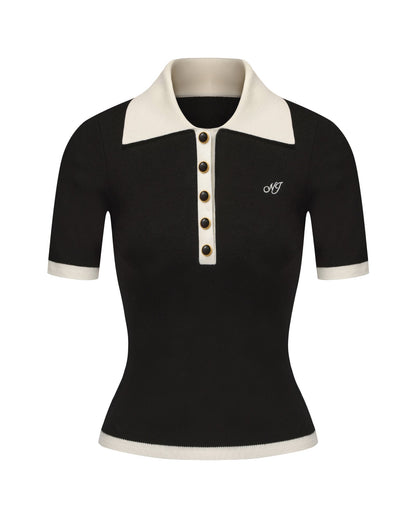 Hazel Polo Top (Black)