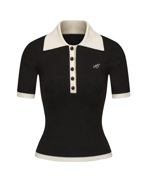 Hazel Polo Top (Black)