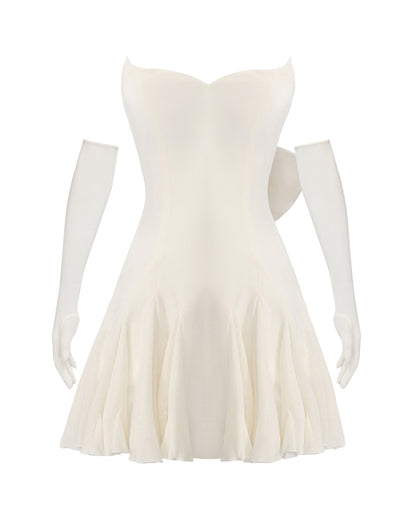 Madeleine Velvet Mini Dress (White)