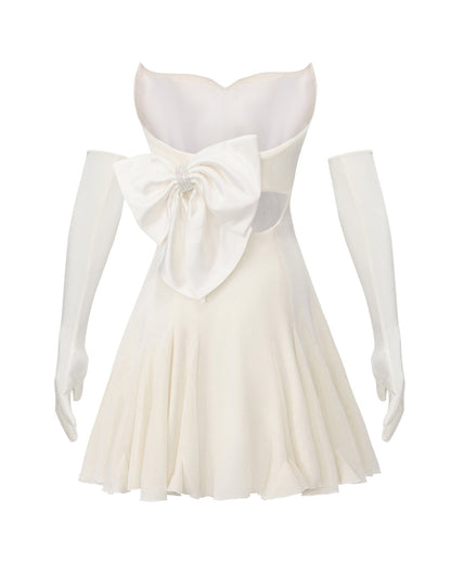 Madeleine Velvet Mini Dress (White)
