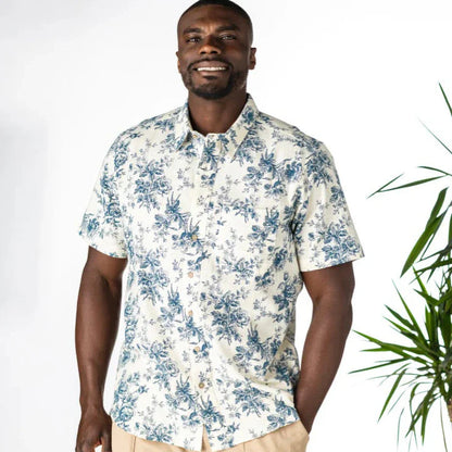 One World Brothers Teal Rose Shirt