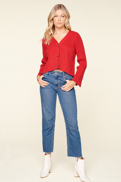 Berlin Button Front Ribbed Cardigan Sweater