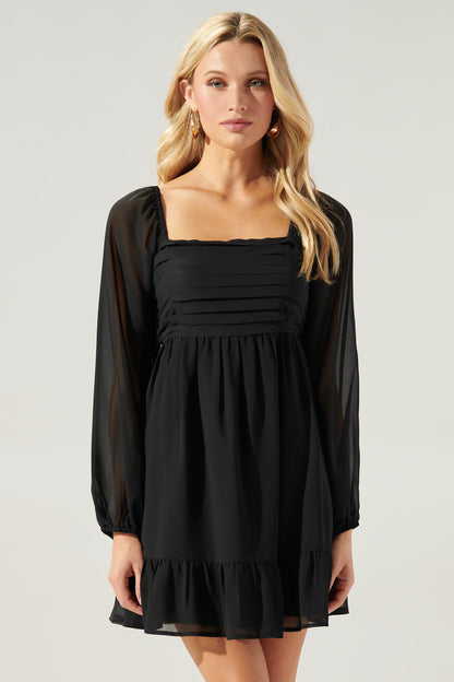 Dalkos Ruched Babydoll Mini Dress