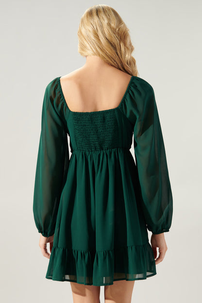 Dalkos Ruched Babydoll Mini Dress