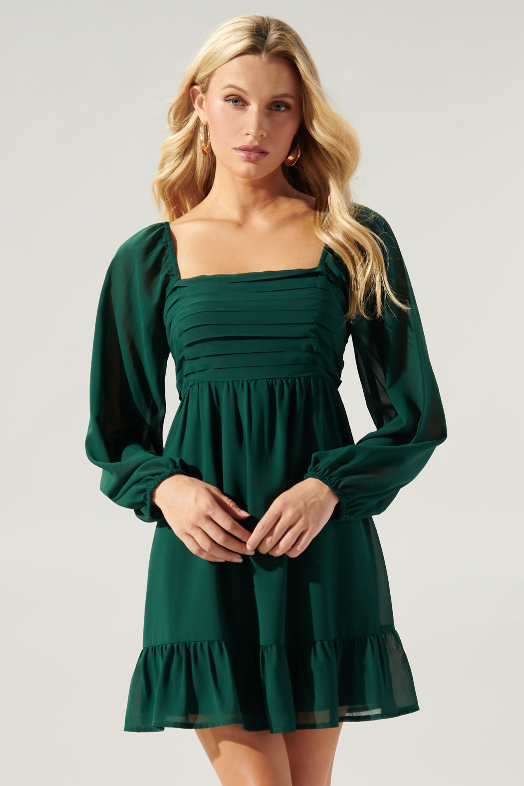 Dalkos Ruched Babydoll Mini Dress