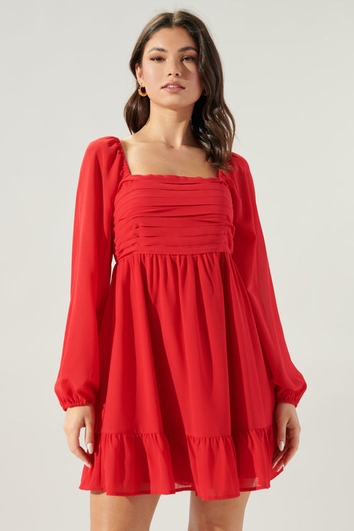 Dalkos Ruched Babydoll Mini Dress