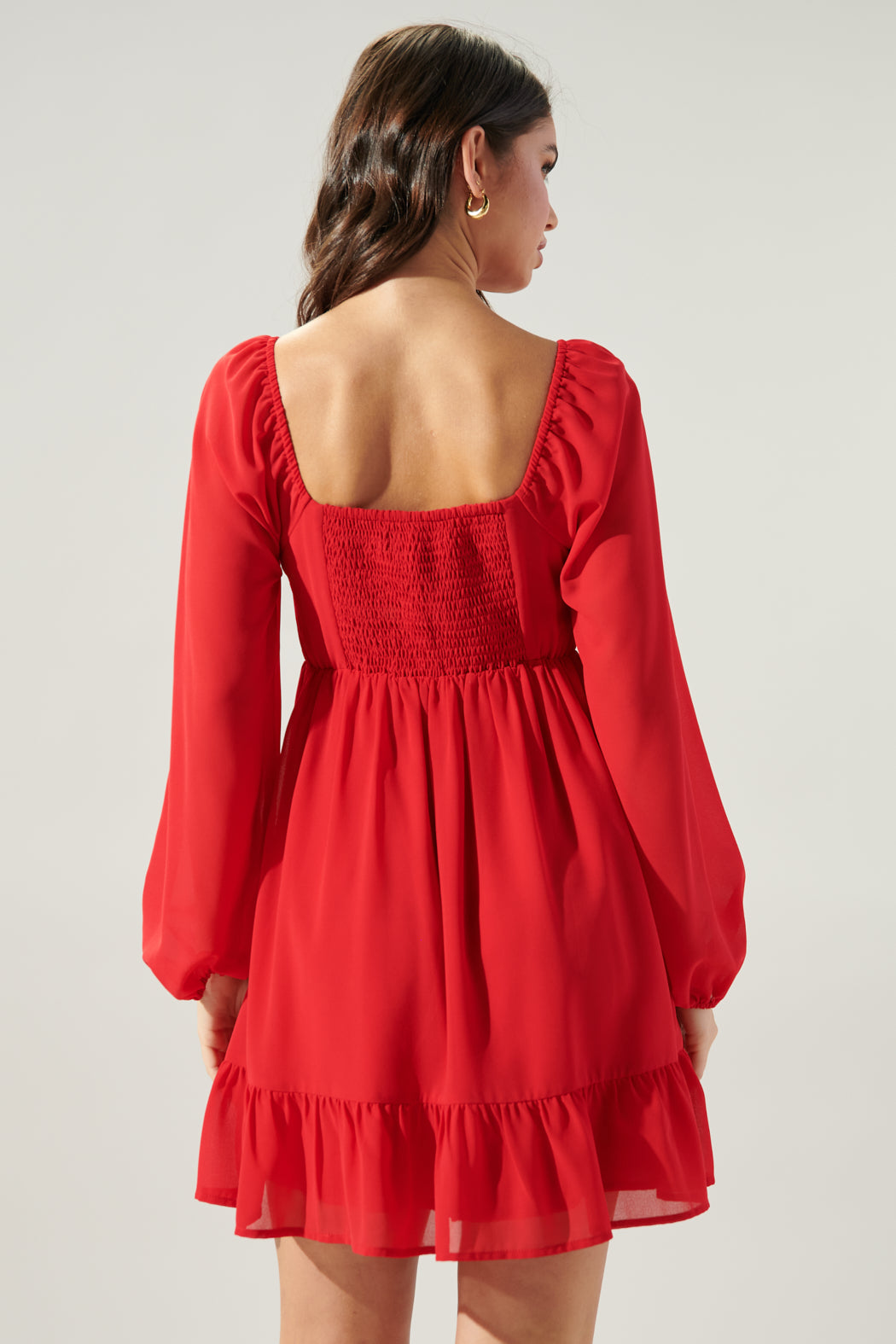 Dalkos Ruched Babydoll Mini Dress