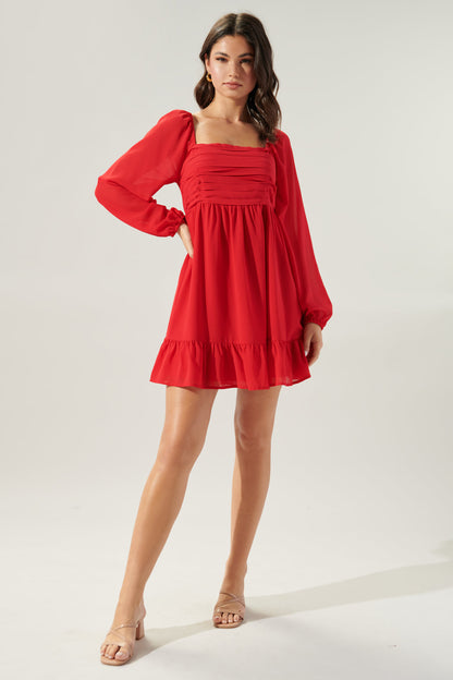 Dalkos Ruched Babydoll Mini Dress