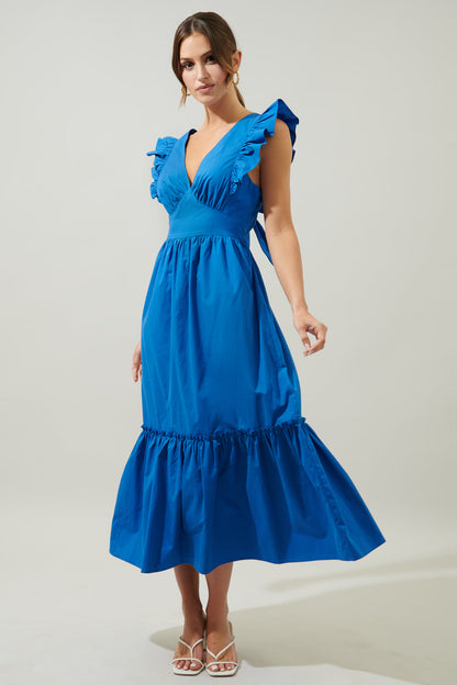 Avila Poplin Tie Back Midi Dress