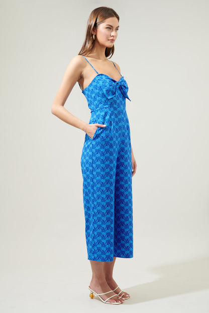 Driftwood Floral Caruso Bow Tie Cropped Jumpsuit