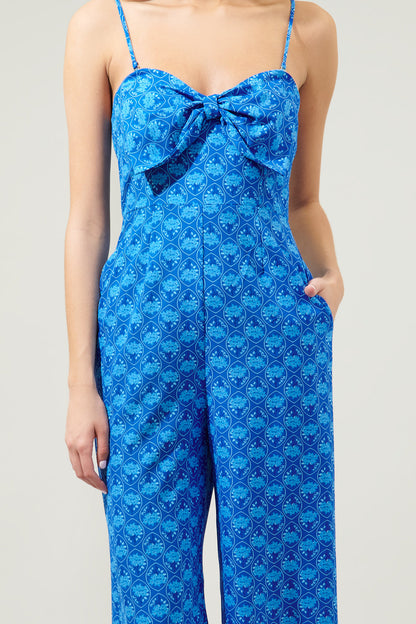 Driftwood Floral Caruso Bow Tie Cropped Jumpsuit