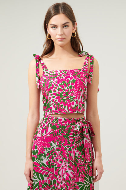 Cienega Floral Strokes Tie Strap Top