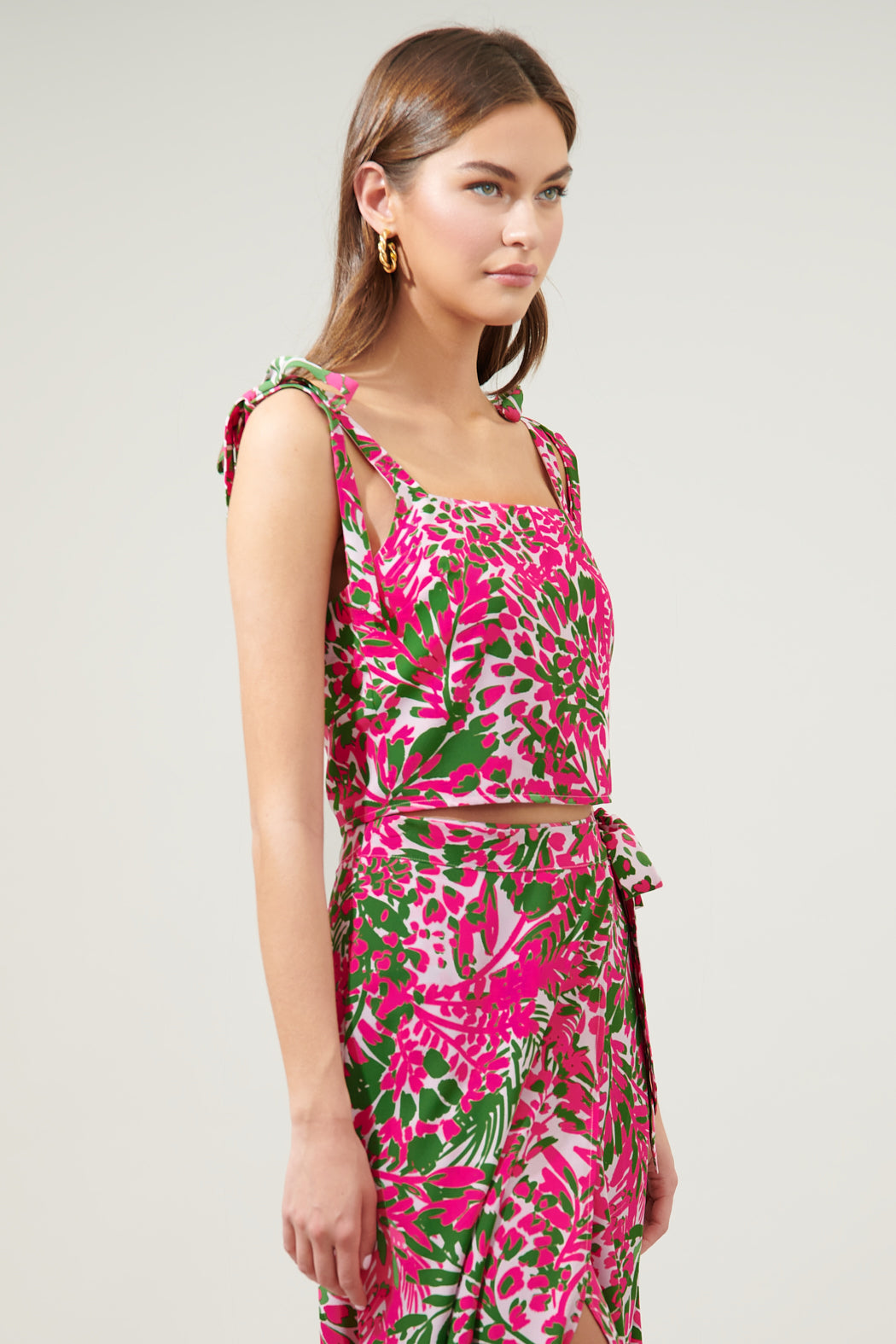 Cienega Floral Strokes Tie Strap Top