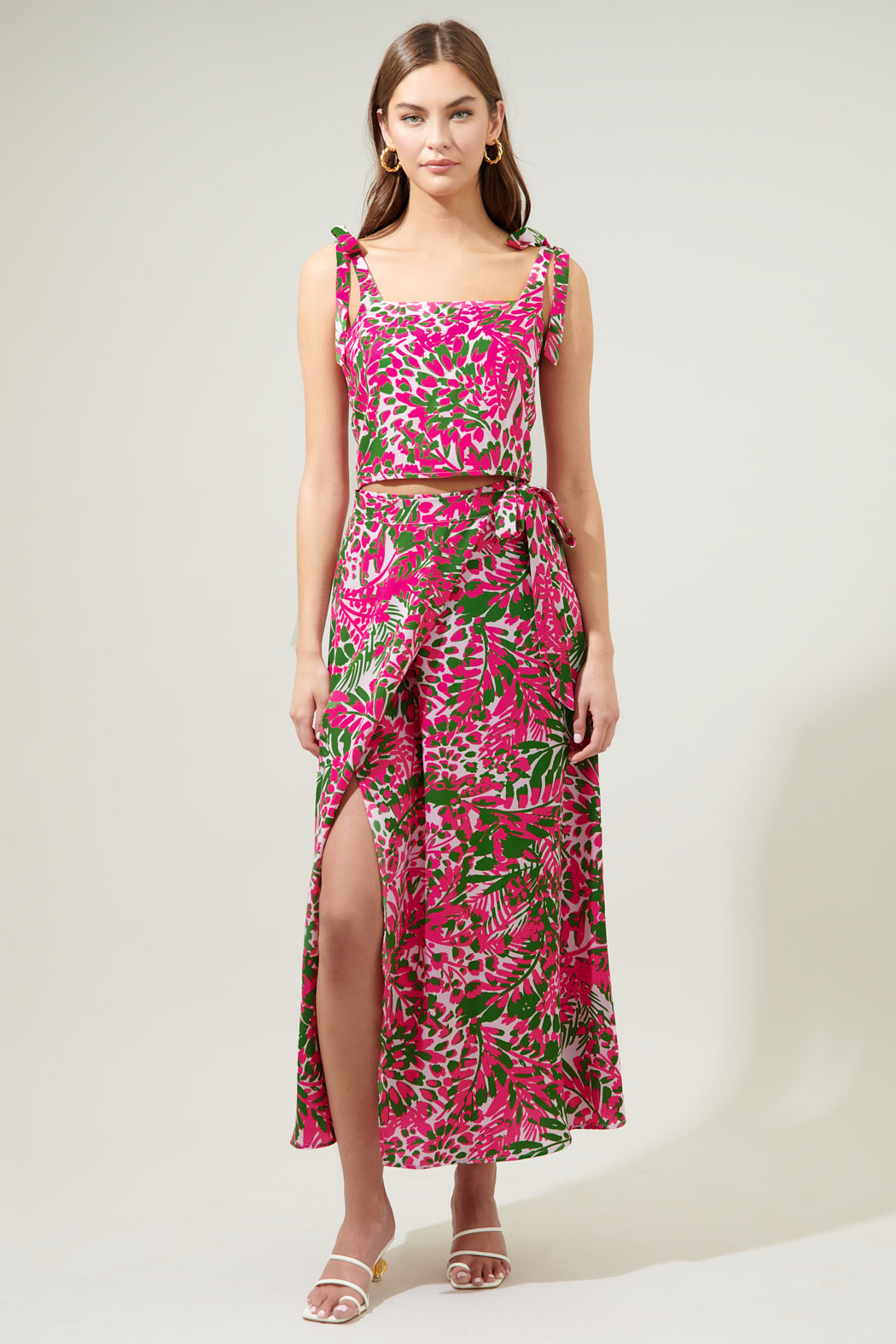 Cienega Floral Strokes Tie Strap Top