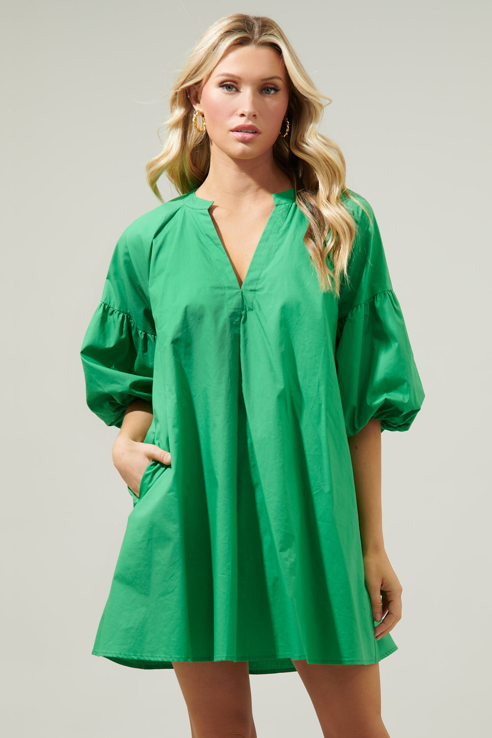 Check Mate Puff Sleeve Shift Dress