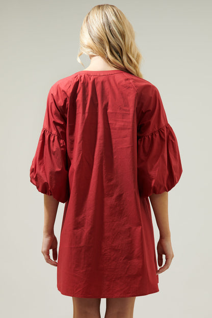 Check Mate Puff Sleeve Shift Dress