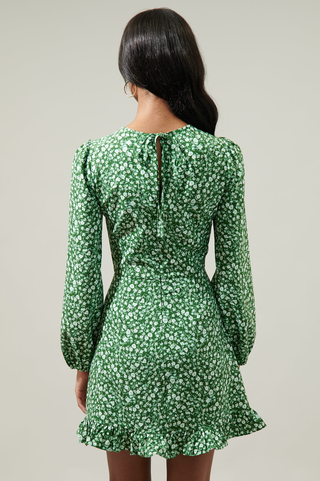 Adieu Floral Ruffle Flounce Mini Dress