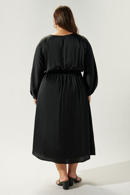 Chateau Satin Dolman Sleeve Midi Dress Curve