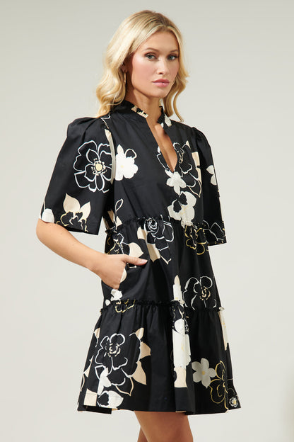 Cairan Rose Dixie Split Neck Shift Dress