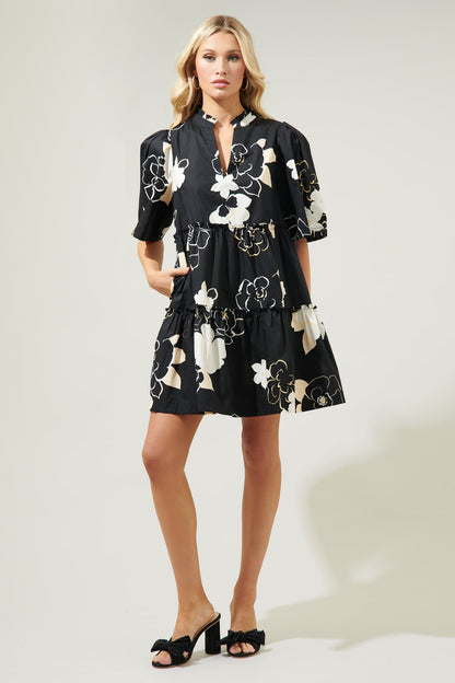 Cairan Rose Dixie Split Neck Shift Dress
