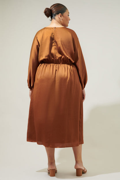 Chateau Satin Dolman Sleeve Midi Dress Curve