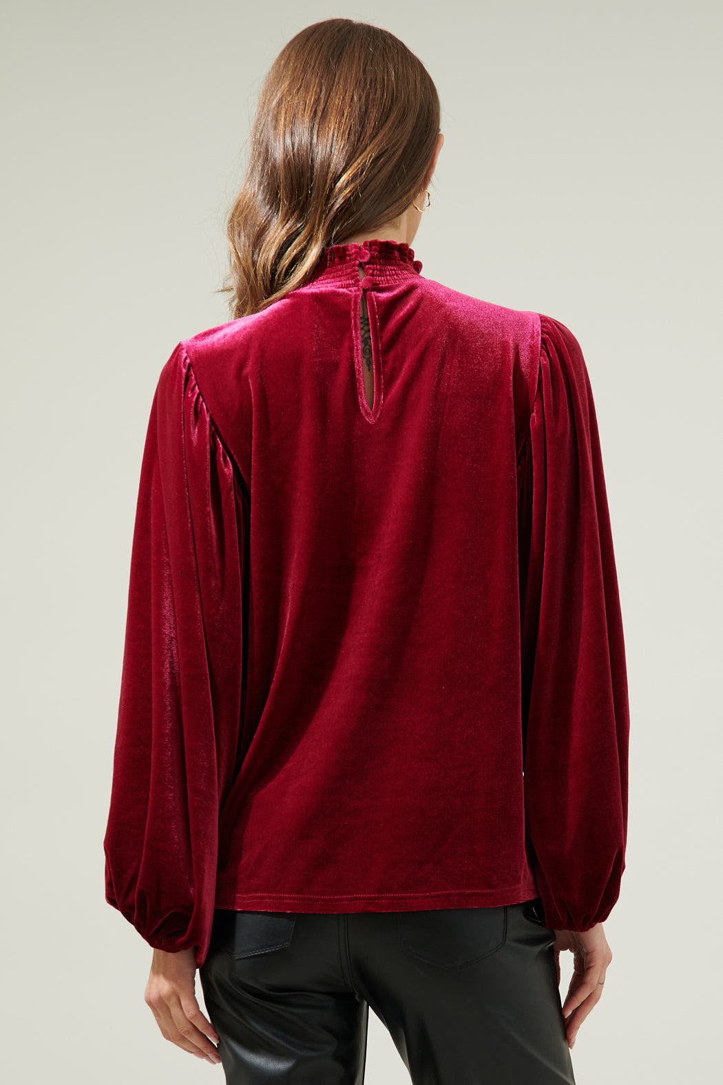 Dilma Velvet Figaro Balloon Sleeve Blouse