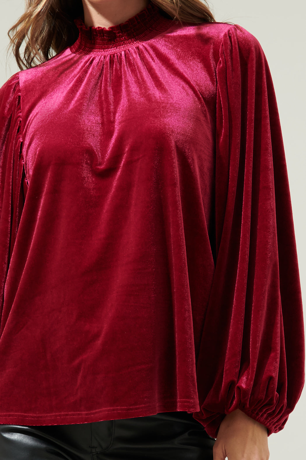 Dilma Velvet Figaro Balloon Sleeve Blouse
