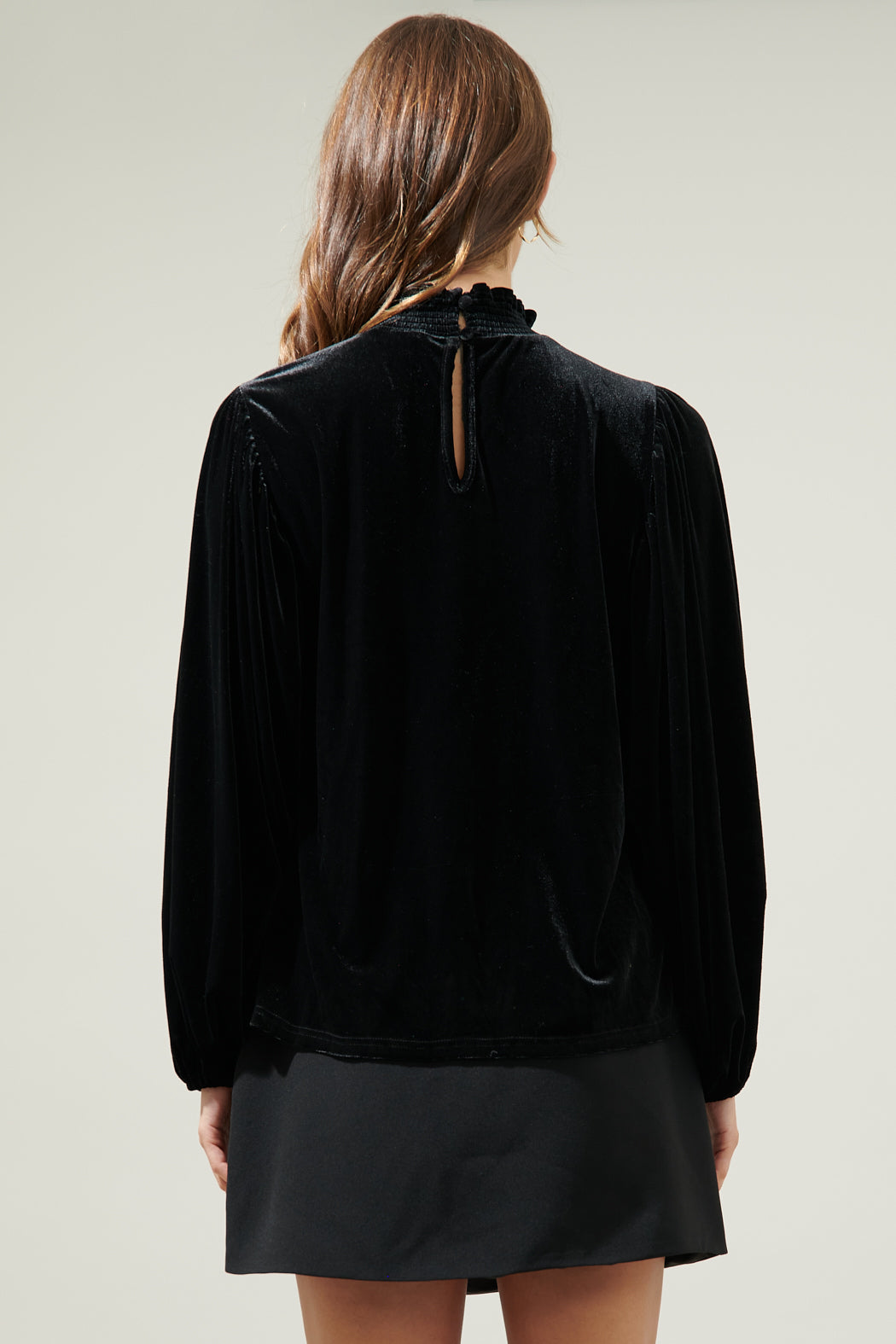Dilma Velvet Figaro Balloon Sleeve Blouse