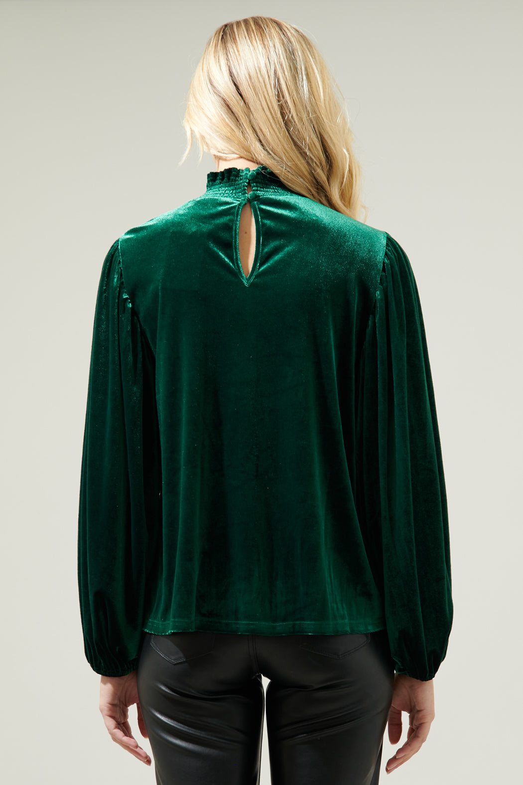 Dilma Velvet Figaro Balloon Sleeve Blouse