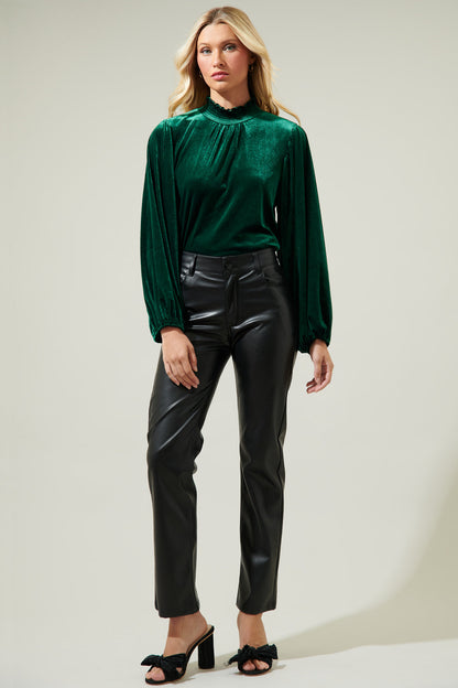 Dilma Velvet Figaro Balloon Sleeve Blouse
