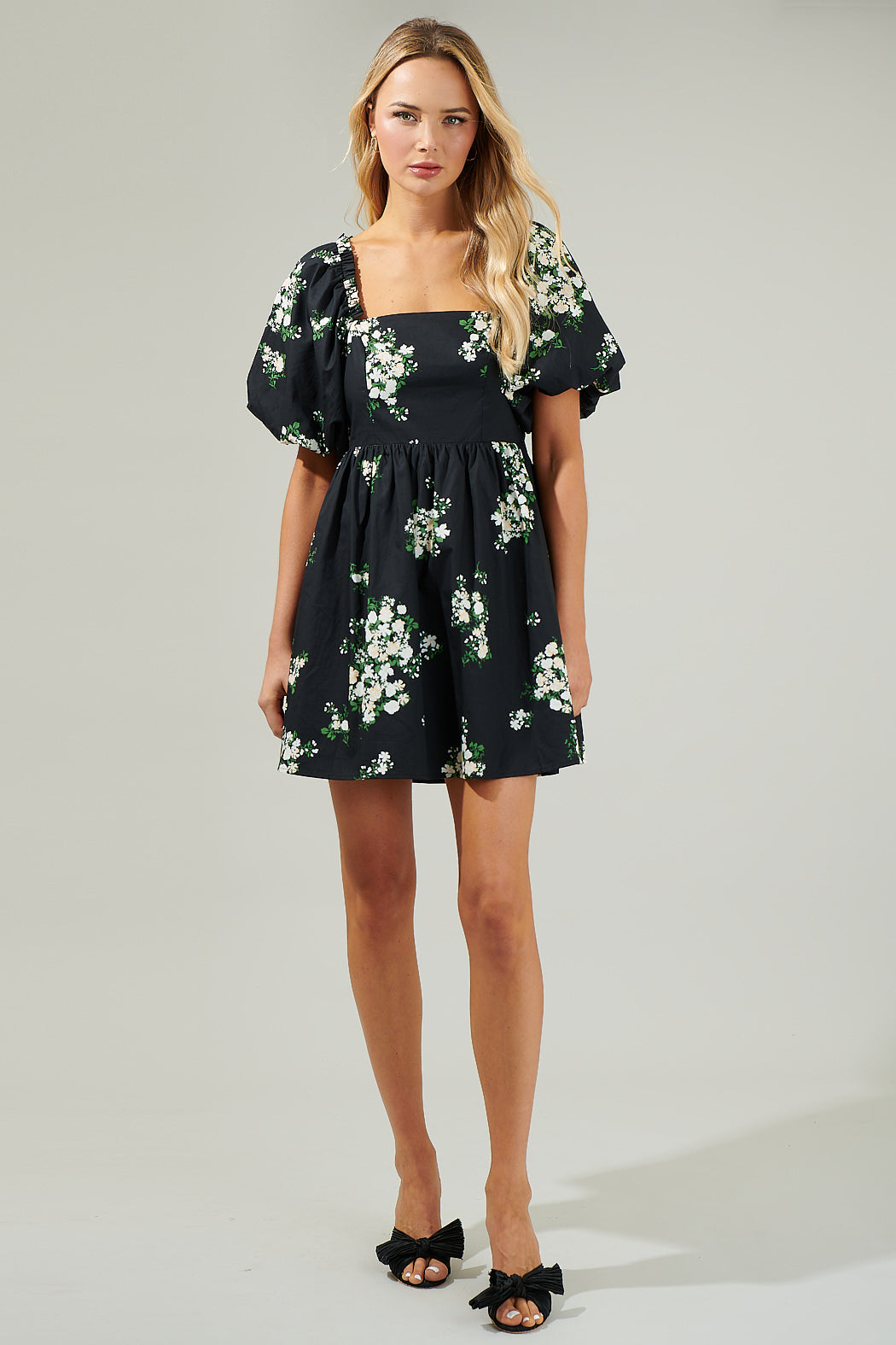 Emery Floral Marion Puff Sleeve Babydoll Mini Dress