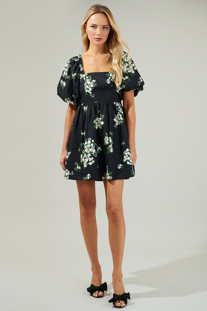 Emery Floral Marion Puff Sleeve Babydoll Mini Dress