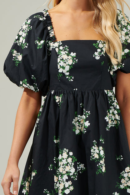Emery Floral Marion Puff Sleeve Babydoll Mini Dress