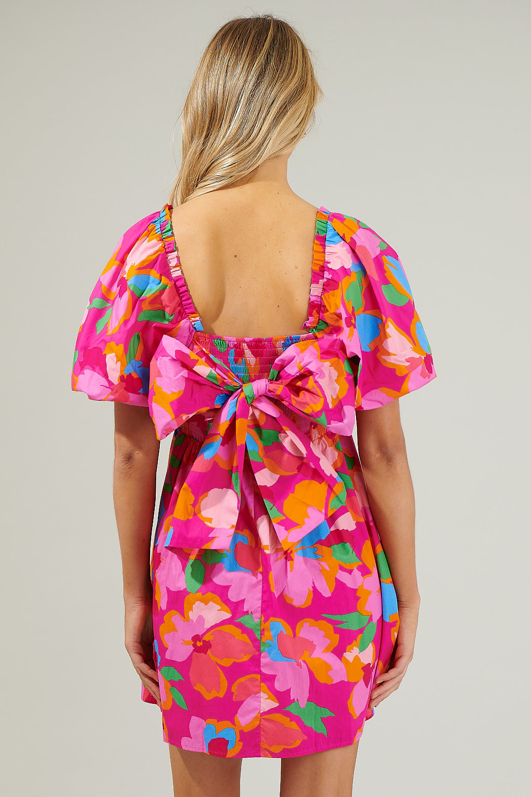 Daphne Floral Marion Puff Sleeve Babydoll Mini Dress