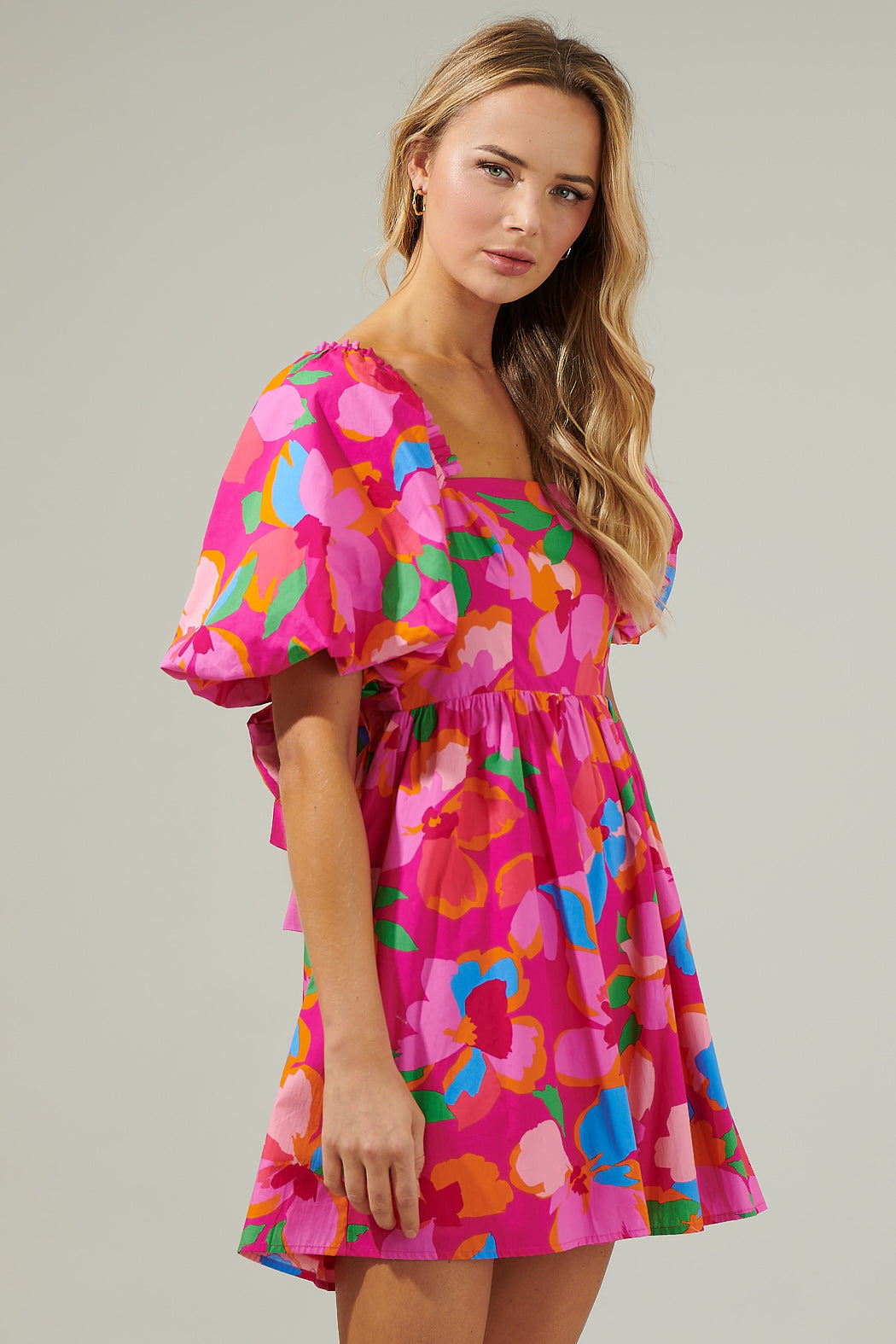 Daphne Floral Marion Puff Sleeve Babydoll Mini Dress