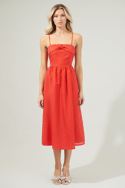 Cary Chest Bow Midi Dress