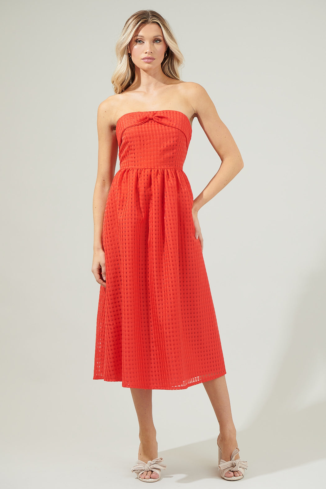 Cary Chest Bow Midi Dress