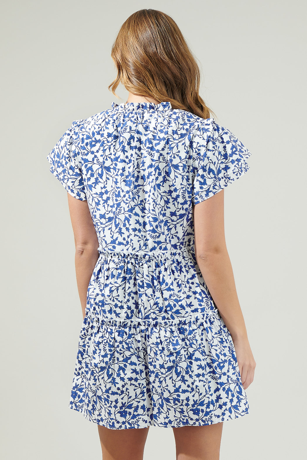Empire Floral Tiered Mini Dress