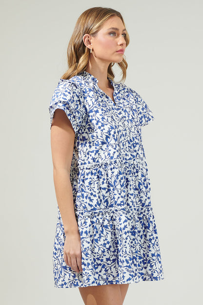 Empire Floral Tiered Mini Dress