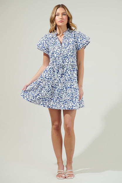 Empire Floral Tiered Mini Dress