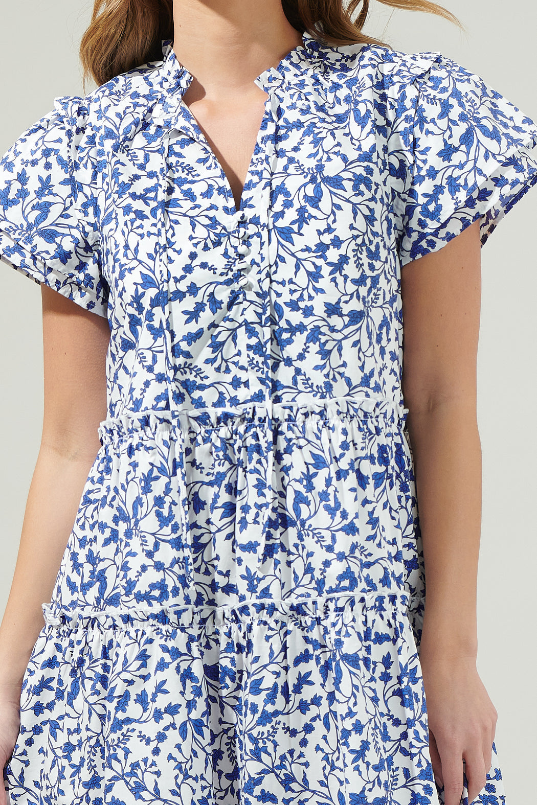 Empire Floral Tiered Mini Dress