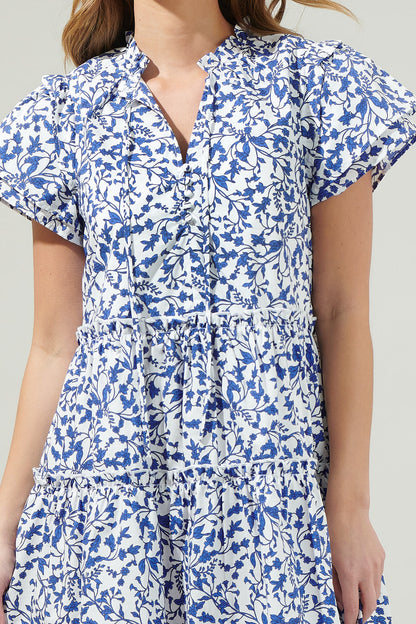 Empire Floral Tiered Mini Dress