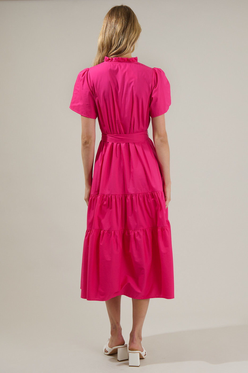 Britt Poplin Tiered Midi Dress