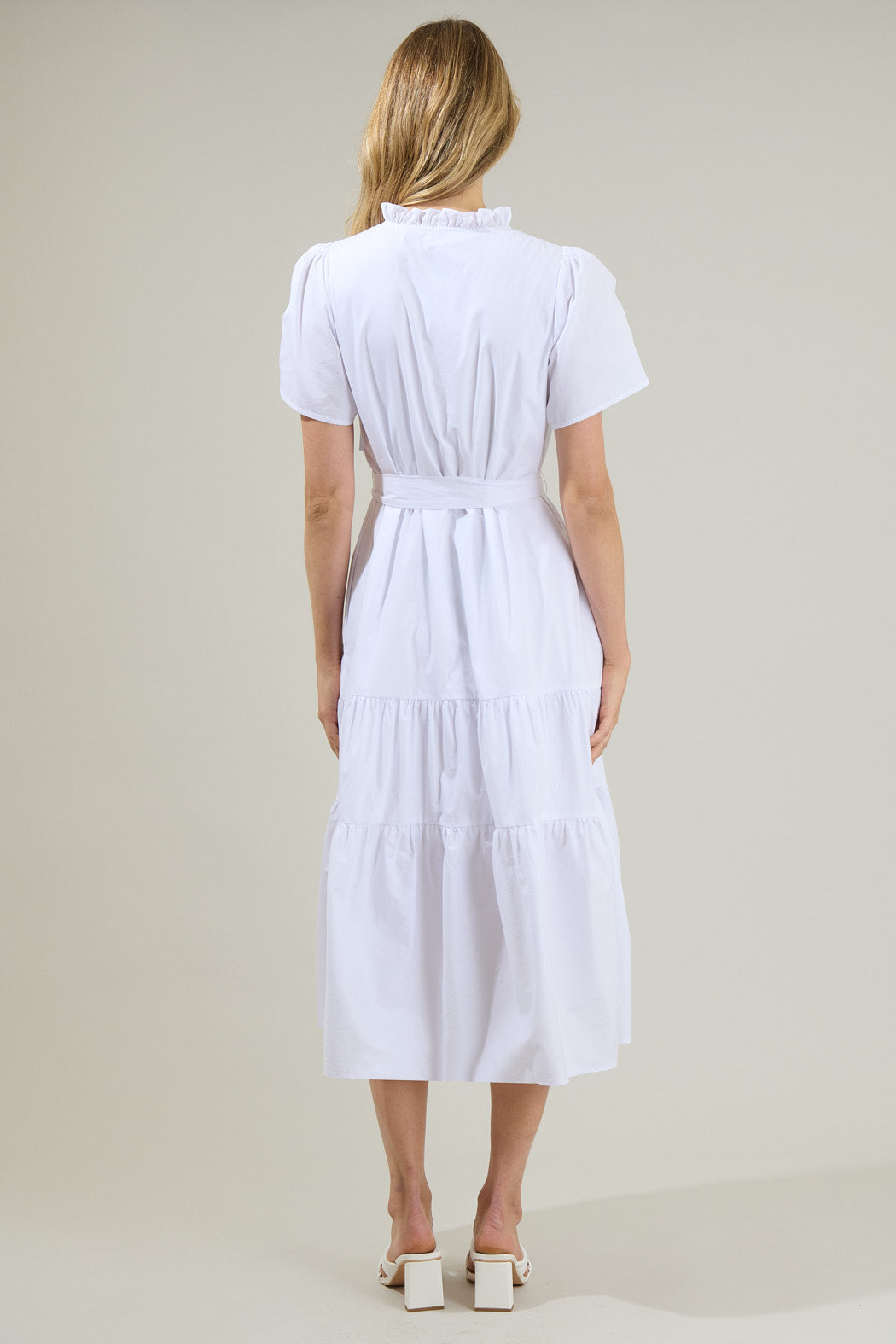 Britt Poplin Tiered Midi Dress