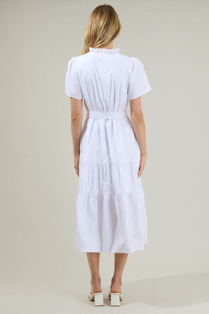 Britt Poplin Tiered Midi Dress