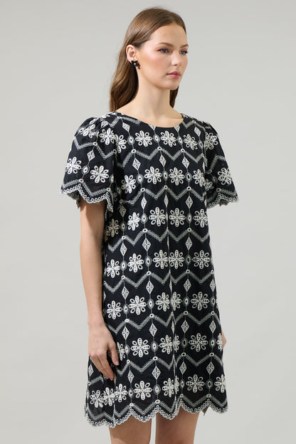 Elle Floral Ruth Eyelet Mini Dress