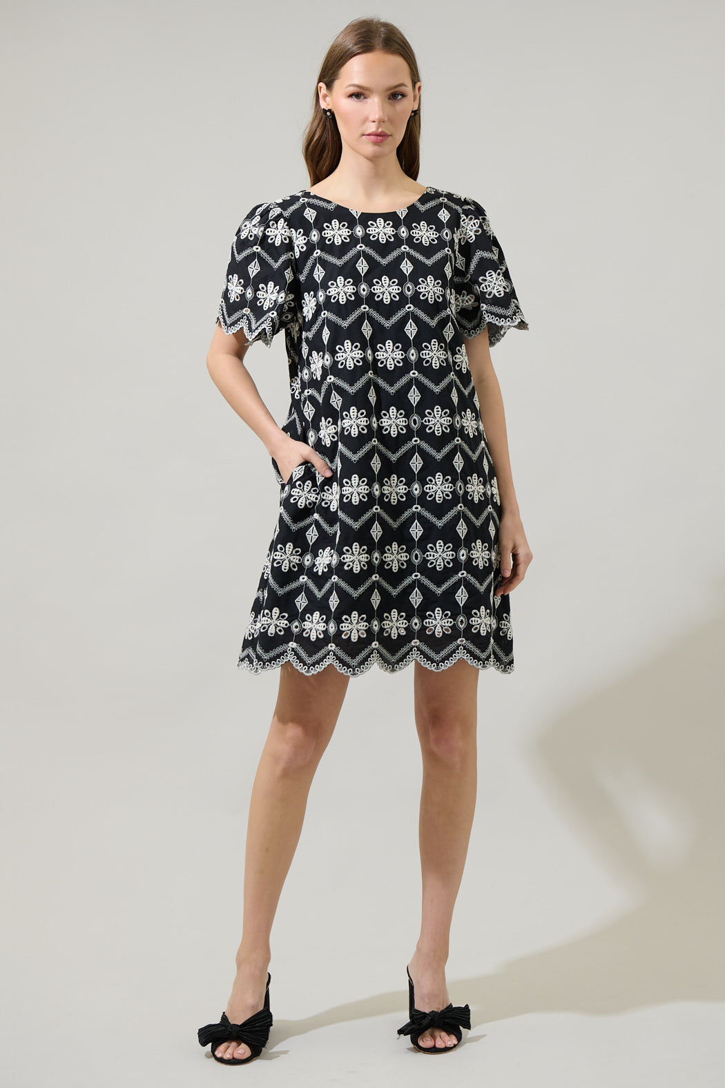 Elle Floral Ruth Eyelet Mini Dress