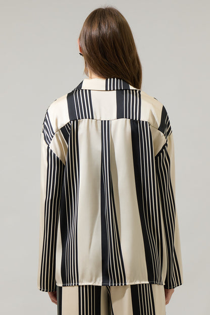 Eileen Striped Paulina Satin Oversized Shirt